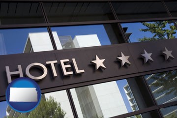 a hotel facade - with Kansas icon