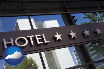 a hotel facade - with Kentucky icon